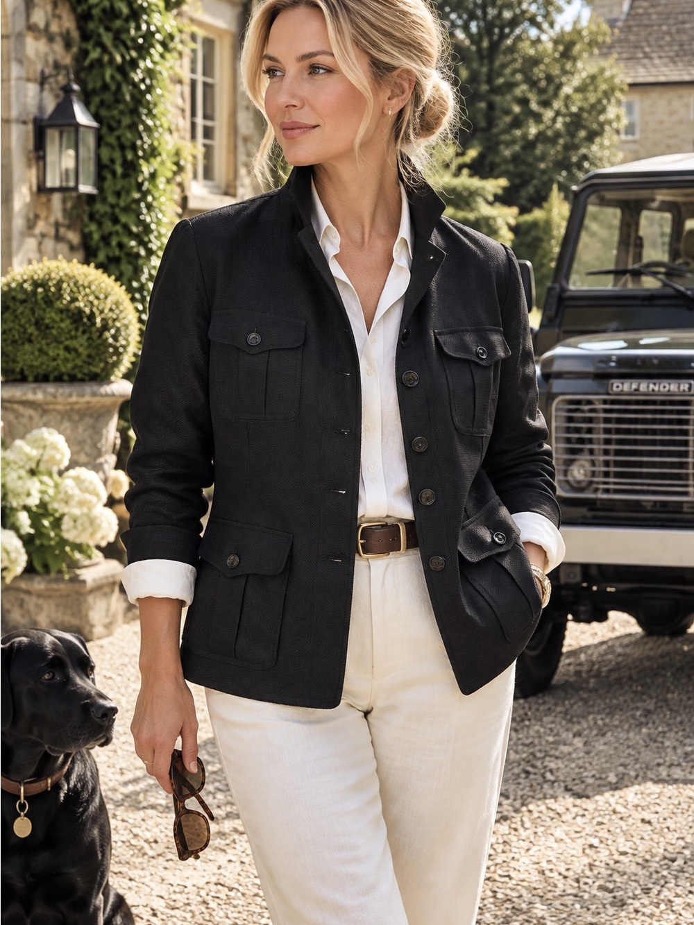 LAUREN RALPH LAUREN Brown/Gray Linen Classic Safari Quiet Luxury Jacket, 18W